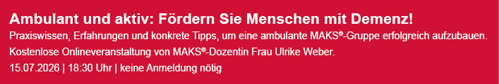 Kostenlose Onlineveranstaltung: „Leitfaden zum Aufbau einer ambulanten MAKS<sup>®</sup>-Gruppe“